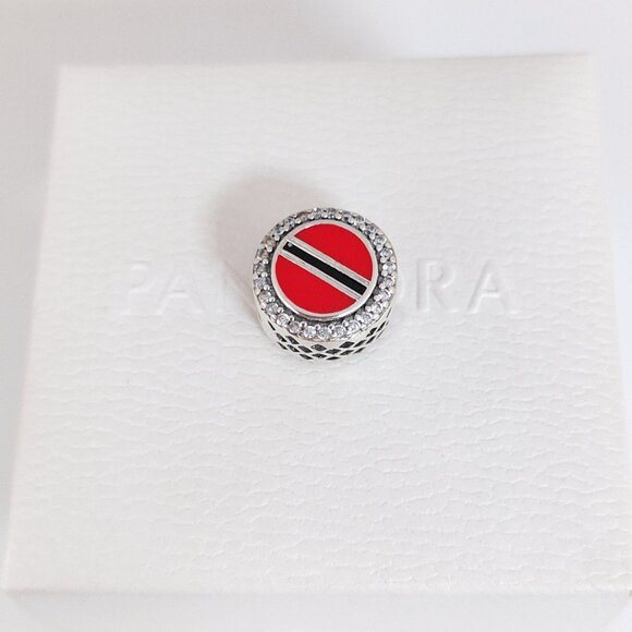 Pandora Trinidad and Tobago Flag Bead Charm Bracelet Pendant S925 Silver - Picture 6 of 7